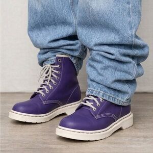 RARE Purple Dr Martens 13450 8 Eye Boots Womens 8 Mens 6 White Sole Vintage Docs